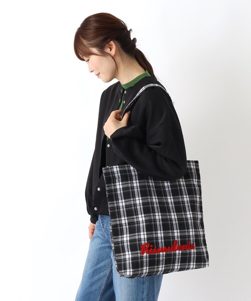 one'sterrace（ワンズテラス）の「SE サガラ刺繍ロゴチェックトート（トートバッグ・レディース・グリーン系その他6/ブラック系8/レッド系9・99）」の10枚目の写真