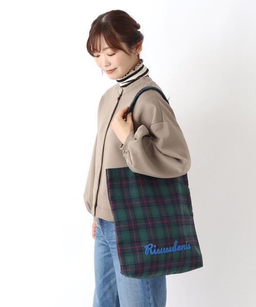 one'sterrace（ワンズテラス）の「SE サガラ刺繍ロゴチェックトート（トートバッグ・レディース・グリーン系その他6/ブラック系8/レッド系9・99）」の12枚目の写真