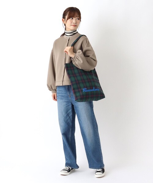 one'sterrace（ワンズテラス）の「SE サガラ刺繍ロゴチェックトート（トートバッグ・レディース・グリーン系その他6/ブラック系8/レッド系9・99）」の13枚目の写真