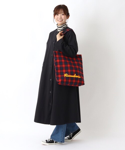 one'sterrace（ワンズテラス）の「SE サガラ刺繍ロゴチェックトート（トートバッグ・レディース・グリーン系その他6/ブラック系8/レッド系9・99）」の15枚目の写真