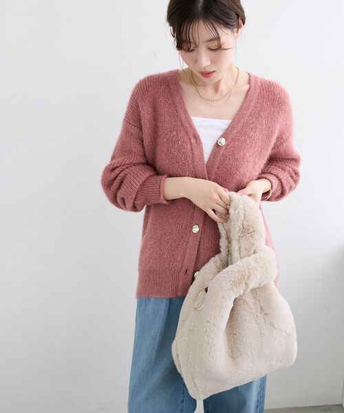 le.coeur blanc（ルクールブラン）の「《WEB限定アイテム》フェイクファーマルシェバッグ（トートバッグ・レディース・グレー/グリーン/ベージュ・FREE）」の8枚目の写真