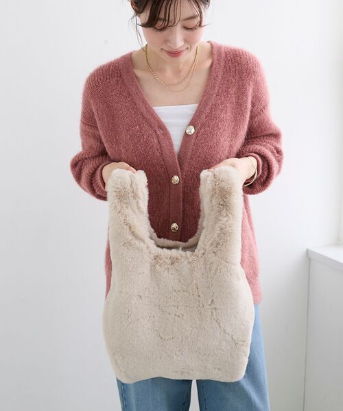 le.coeur blanc（ルクールブラン）の「《WEB限定アイテム》フェイクファーマルシェバッグ（トートバッグ・レディース・グレー/グリーン/ベージュ・FREE）」の10枚目の写真