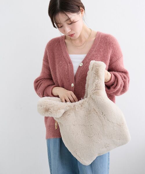 le.coeur blanc（ルクールブラン）の「《WEB限定アイテム》フェイクファーマルシェバッグ（トートバッグ・レディース・グレー/グリーン/ベージュ・FREE）」の11枚目の写真