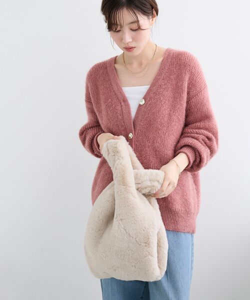 le.coeur blanc（ルクールブラン）の「《WEB限定アイテム》フェイクファーマルシェバッグ（トートバッグ・レディース・グレー/グリーン/ベージュ・FREE）」の12枚目の写真