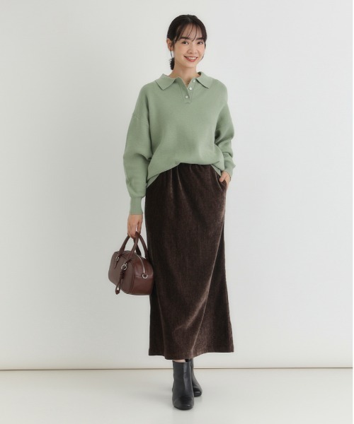 Right-on(ライトオン)の「【HONEYSUCKLE ROSE】スウェットライクポロセーター (柔らかい/肌触り抜群/マシンウォッシャブル)(ニット/セーター・レディース・グレー/ブラウン/グリーン・S/L/M)」の12枚目の写真