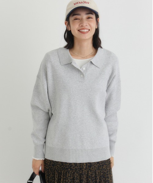 Right-on(ライトオン)の「【HONEYSUCKLE ROSE】スウェットライクポロセーター (柔らかい/肌触り抜群/マシンウォッシャブル)(ニット/セーター・レディース・グレー/ブラウン/グリーン・S/L/M)」の14枚目の写真