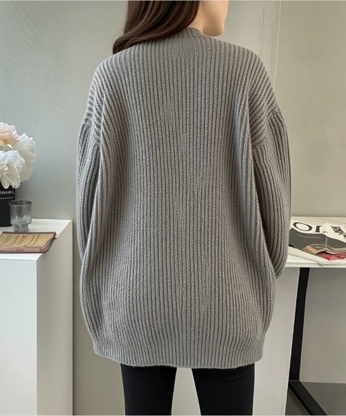 cammie(キャミー)の「畦編みニットカーディガン(カーディガン/ボレロ・レディース・ブラック/アイボリー/グレー・F)」の14枚目の写真