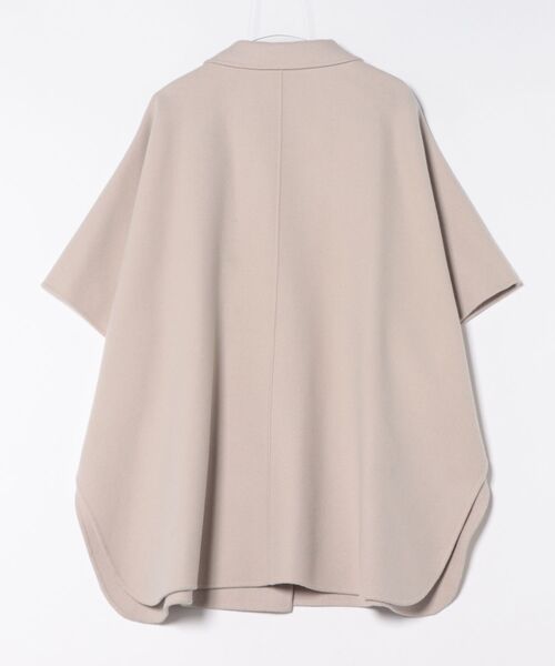 Q（キュー）の「WOOLポンチョ風コート（ポンチョ・レディース・グレイッシュベージュ/ブラック・MEDIUM）」の5枚目の写真
