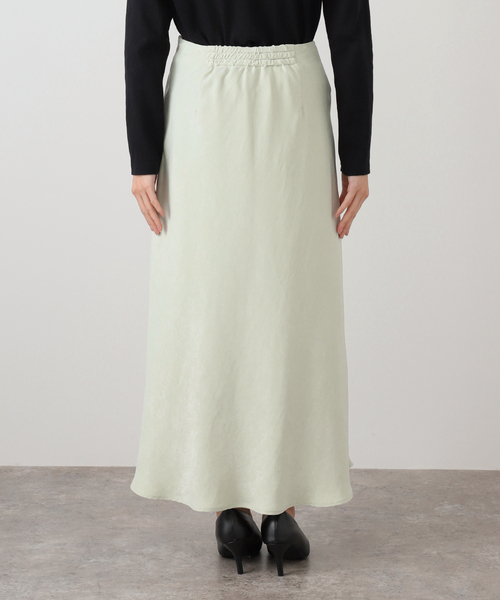 La TOTALITE（ラトータリテ）の「【洗える】フィブリルサテンマーメイドスカート（スカート・レディース・ホワイト/グリーン・38/36）」の4枚目の写真