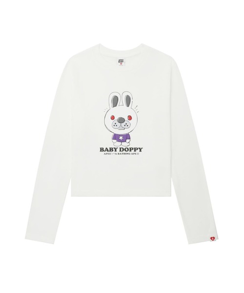 A BATHING APE（アベイシングエイプ）の「BABY DOPPY PRINTED LONG SLEEVE T-SHIRT（Tシャツ/カットソー・レディース・ホワイト/ブラック・X-SMALL/SMALL）」の2枚目の写真