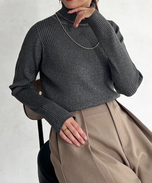 セール】ラメタートルネック（ニット/セーター）｜Chez toi（シェトワ
