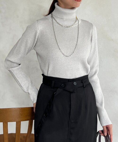 ラメタートルネック（ニット/セーター）｜Chez toi（シェトワ）の