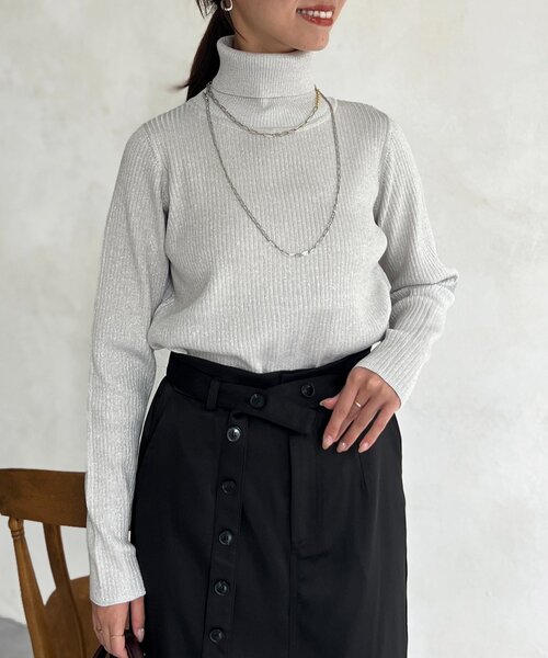 ラメタートルネック（ニット/セーター）｜Chez toi（シェトワ）の