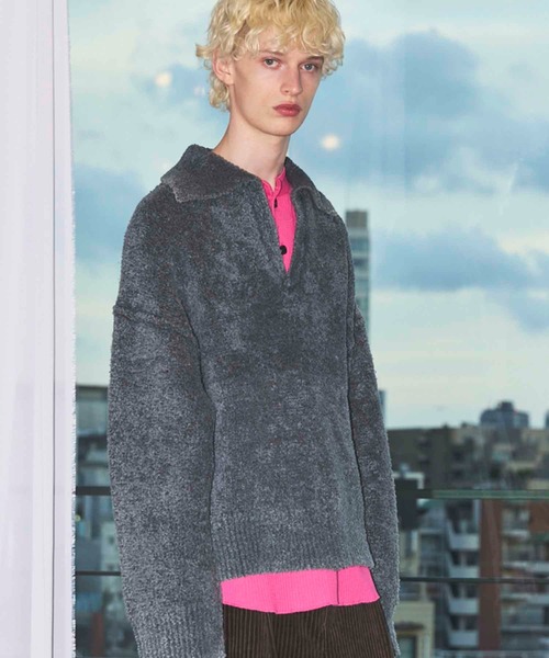 UNISEX》Fade Yarn Prime-Over Skipper Knit/フェードヤーンプライム