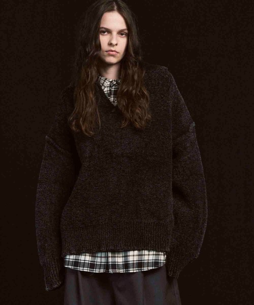 UNISEX》Fade Yarn Prime-Over Skipper Knit/フェードヤーンプライム