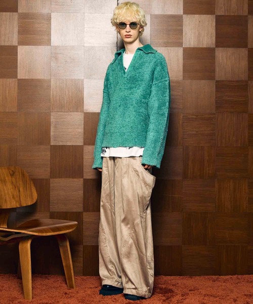 UNISEX》Fade Yarn Prime-Over Skipper Knit/フェードヤーンプライム