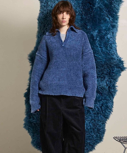 UNISEX》Fade Yarn Prime-Over Skipper Knit/フェードヤーンプライム