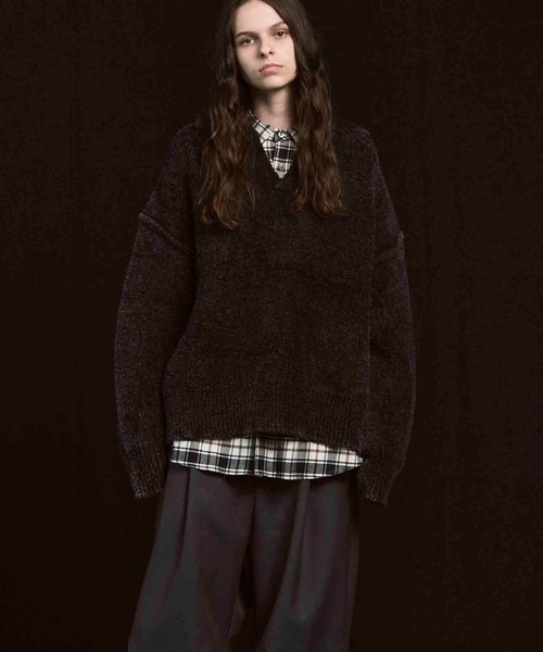 UNISEX》Fade Yarn Prime-Over Skipper Knit/フェードヤーンプライム