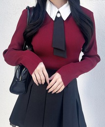 【WEB限定】襟付ボウタイニット