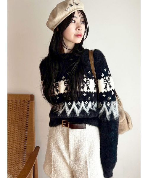 LILY BROWN（リリーブラウン）の「[L.B CANDY STOCK]デコラティブベレー帽（ハンチング/ベレー帽・レディース・ネイビー/グレー/ライトベージュ・F）」の15枚目の写真