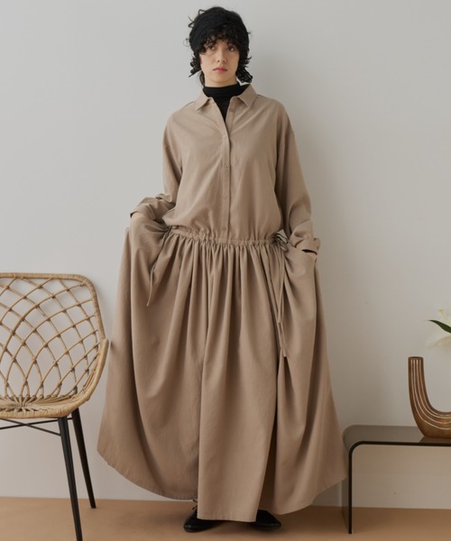 Libra Cue（リブラ キュー）の「ブラウジングロングワンピース（ワンピース・レディース・ブラウン/ブラック/ダークブラック/ベージュ・FREE）」の4枚目の写真