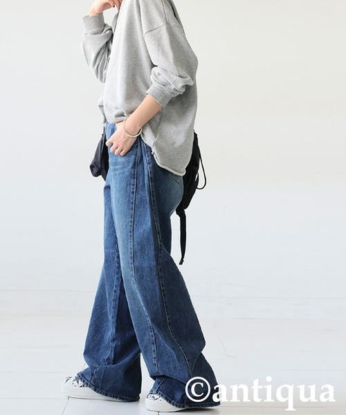 antiqua(アンティカ)の「ワイドデニムパンツ(デニムパンツ・レディース・インディゴブルー・LARGE/MEDIUM)」の5枚目の写真