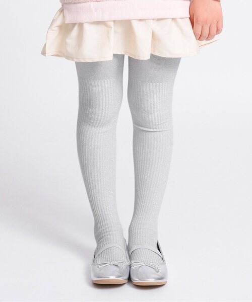 Ampersand(アンパサンド)の「【ジュニア対応】カラフルリブウエストハグタイツ(タイツ/ストッキング・キッズ・グレー/オフホワイト/ブラック/ベージュ/レッド/オレンジ/マスタード・90/100/110/120/140/80)」の1枚目の写真