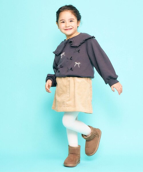 Ampersand(アンパサンド)の「【ジュニア対応】カラフルリブウエストハグタイツ(タイツ/ストッキング・キッズ・グレー/オフホワイト/ブラック/ベージュ/レッド/オレンジ/マスタード・90/100/110/120/140/80)」の18枚目の写真