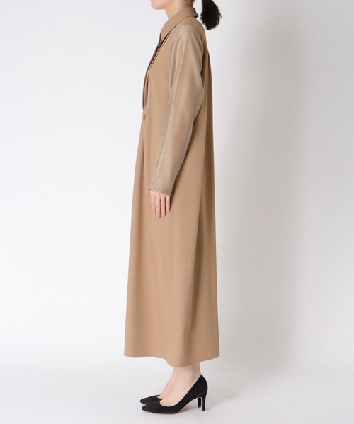 Jines（ジネス）の「シアースリーブピンタックワンピース（ワンピース・レディース・ブラウン/ベージュ・38）」の5枚目の写真