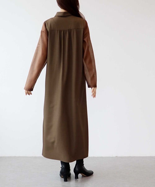 Jines（ジネス）の「シアースリーブピンタックワンピース（ワンピース・レディース・ブラウン/ベージュ・38）」の18枚目の写真