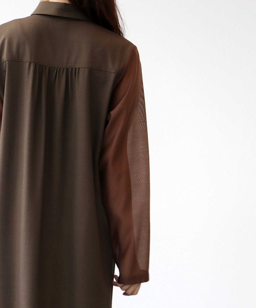 Jines（ジネス）の「シアースリーブピンタックワンピース（ワンピース・レディース・ブラウン/ベージュ・38）」の20枚目の写真