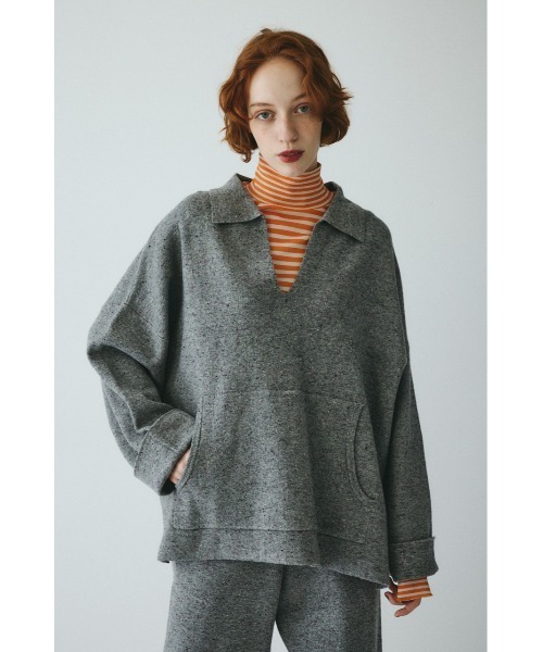 HeRIN.CYE（ヘリンドットサイ）の「Nep pullover knit tops　　ネッププルオーバーニットトップス（ニット/セーター・レディース・ブラウン/ネイビー/グレー・FREE）」の2枚目の写真