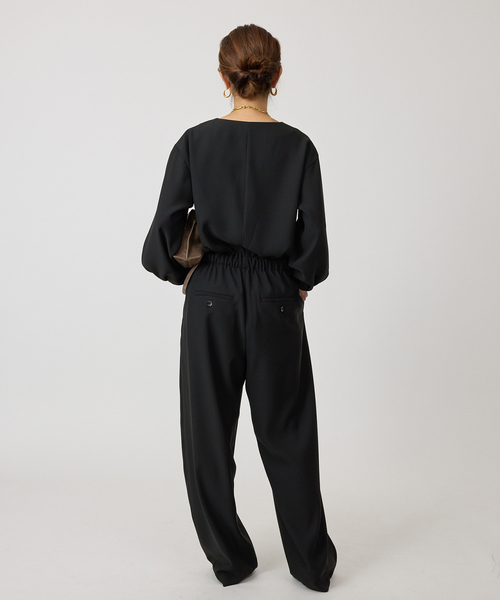 バックサテンジョーゼットオールインワン（つなぎ/オールインワン