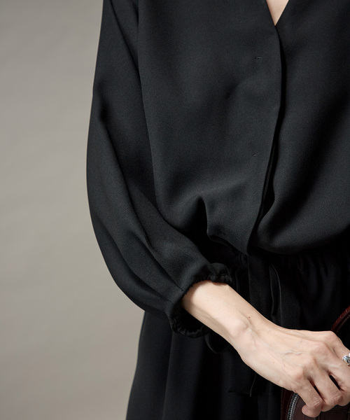 バックサテンジョーゼットオールインワン（つなぎ/オールインワン