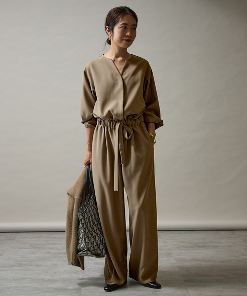 VERMEIL par iena（ヴェルメイユパーイエナ）の「バックサテンジョーゼットオールインワン（つなぎ/オールインワン・レディース・ブラック/ベージュ・36/38）」の17枚目の写真