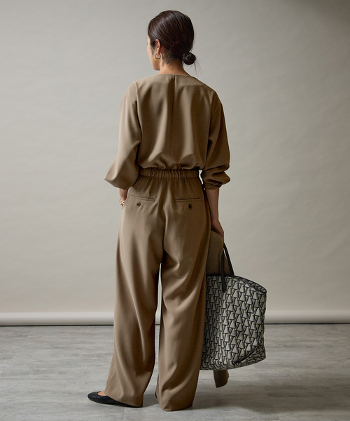 VERMEIL par iena（ヴェルメイユパーイエナ）の「バックサテンジョーゼットオールインワン（つなぎ/オールインワン・レディース・ブラック/ベージュ・36/38）」の18枚目の写真