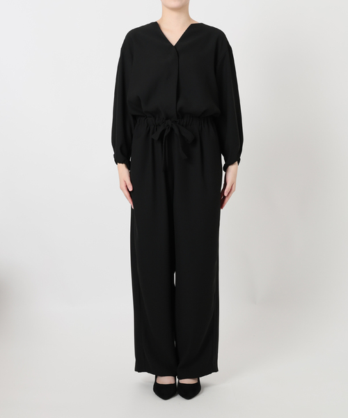 バックサテンジョーゼットオールインワン（つなぎ/オールインワン