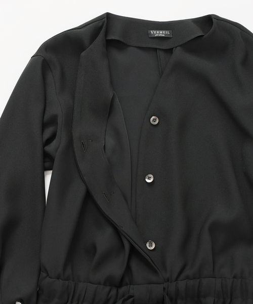 バックサテンジョーゼットオールインワン（つなぎ/オールインワン