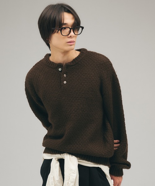 Heavy Pique Henry Neck Knit / 鬼鹿の子ヘンリーネックニット（ニット