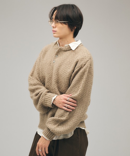Heavy Pique Henry Neck Knit / 鬼鹿の子ヘンリーネックニット（ニット