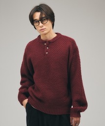 Adoon plain | Heavy Pique Henry Neck Knit / 鬼鹿の子ヘンリーネックニット(ニット/セーター)