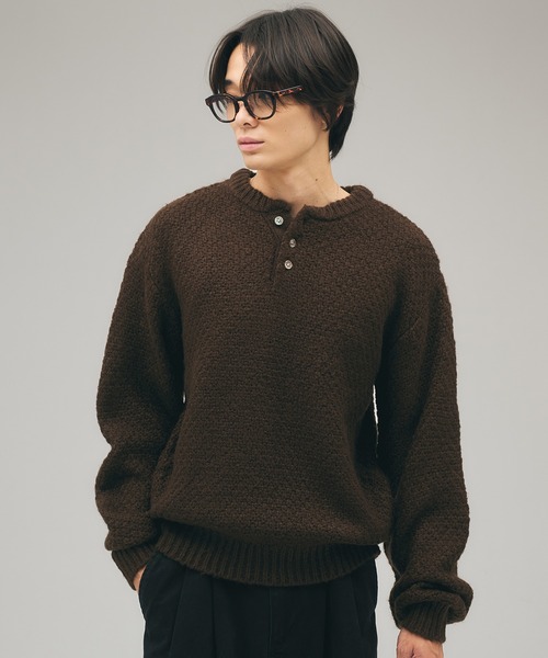 Heavy Pique Henry Neck Knit / 鬼鹿の子ヘンリーネックニット（ニット