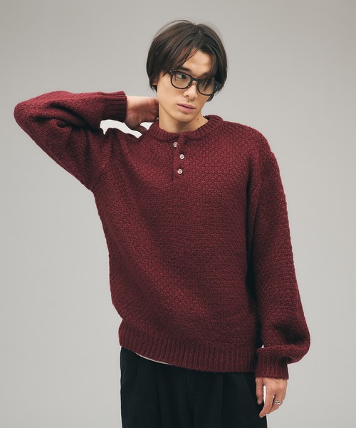 Heavy Pique Henry Neck Knit / 鬼鹿の子ヘンリーネックニット（ニット