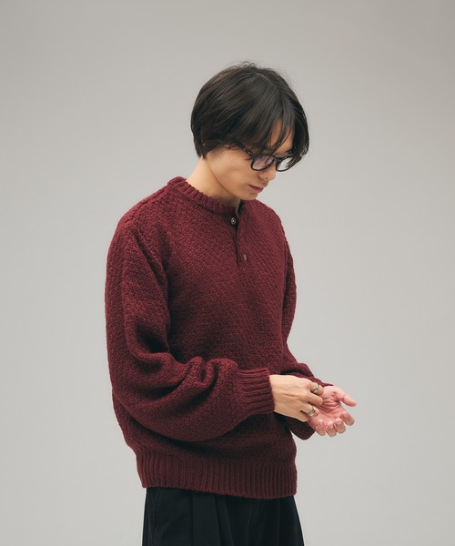 Heavy Pique Henry Neck Knit / 鬼鹿の子ヘンリーネックニット（ニット