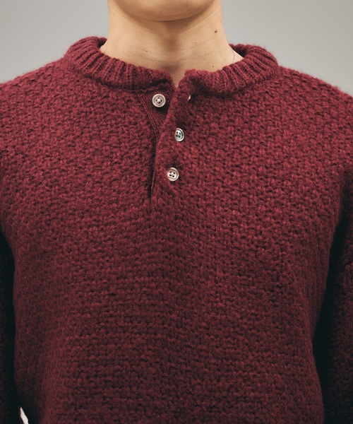 セール】Heavy Pique Henry Neck Knit / 鬼鹿の子ヘンリーネックニット
