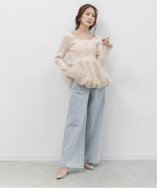 RANDA(ランダ)の「マリンデニムワイドパンツ(デニムパンツ・レディース・ブルー/インディゴブルー・0/1)」の6枚目の写真