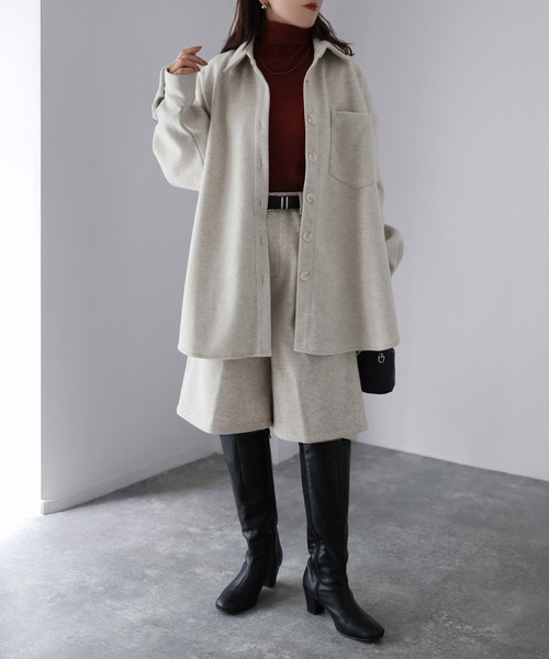 Riberry（リベリー）の「ウールライクジャケット×ハーフパンツセットアップ（セットアップ・レディース・チャコールグレー/杢グレー/アイボリー・MEDIUM）」の15枚目の写真