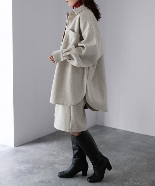 Riberry（リベリー）の「ウールライクジャケット×ハーフパンツセットアップ（セットアップ・レディース・チャコールグレー/杢グレー/アイボリー・MEDIUM）」の16枚目の写真