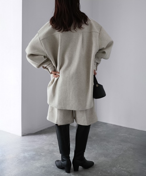 Riberry（リベリー）の「ウールライクジャケット×ハーフパンツセットアップ（セットアップ・レディース・チャコールグレー/杢グレー/アイボリー・MEDIUM）」の17枚目の写真