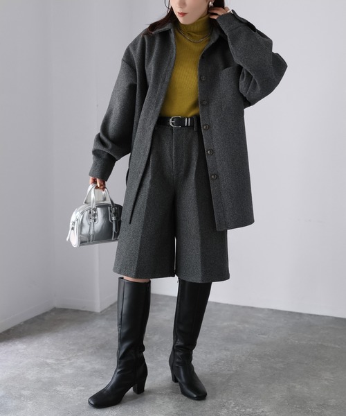 Riberry（リベリー）の「ウールライクジャケット×ハーフパンツセットアップ（セットアップ・レディース・チャコールグレー/杢グレー/アイボリー・MEDIUM）」の20枚目の写真